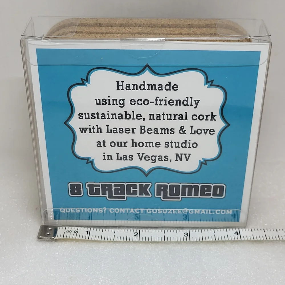 Italian Sayings Cork COASTERS Set of 4 Hey Goomba Use Coaster NIP 8 Track Romeo